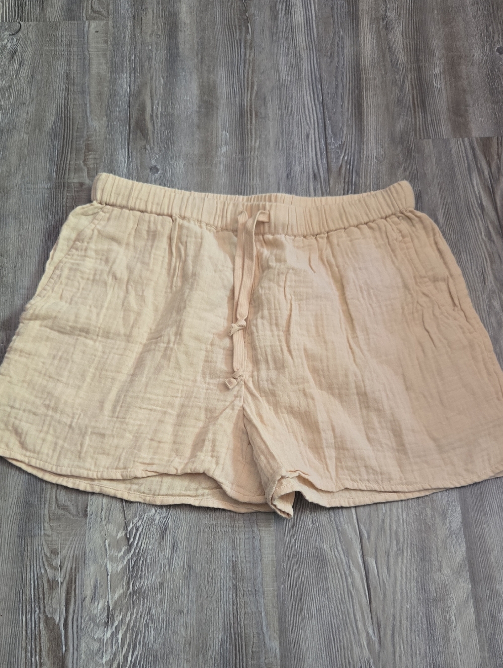 Wilfred Tan Cotton Gauze Drawstring Shorts